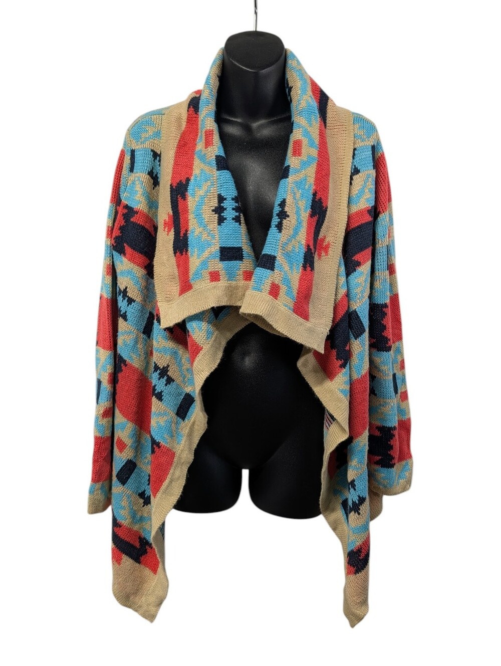Kate Collection Women Multicolor Aztec Southwestern Knit Cardigan Sweater Size M